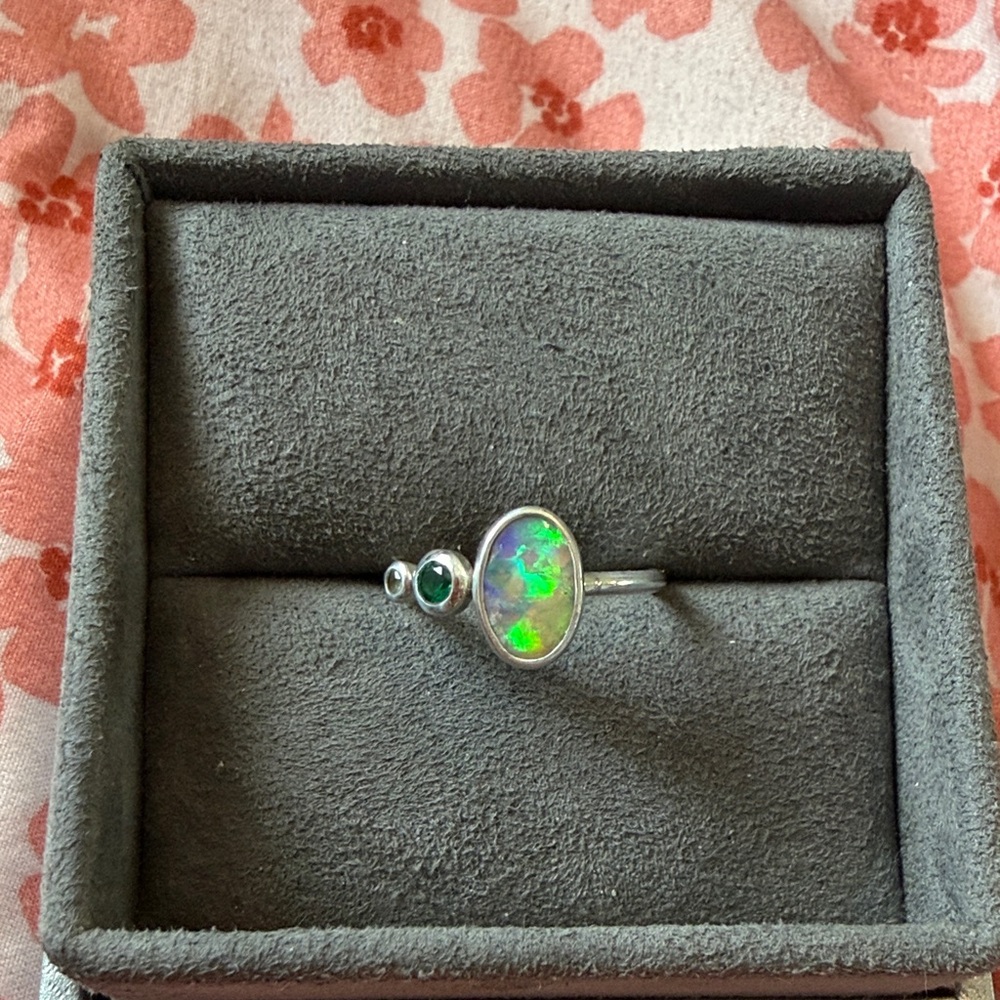 Elegant Silver Opal Ring
